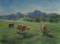 &quot;Happy cows&quot;. Wegscheid. 30x40cm, own reference.