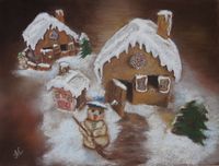 Gingerbread house &amp; marzipan snowman